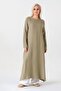 Muslin Fabric 100% Cotton Hijab Long Tunic with Side Slits - Green - 3