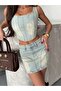 Trend Denim Jean Crop Skirt Set-Trend Disgraced Denim Jean Crop Skirt Set - 6