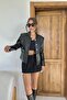 Black Front Button Closure Leather Jacket - 4