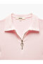 Pink Crop Polo Neck T-Shirt - 5