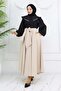 Bow Detailed Flared Skirt Stone Color 2197