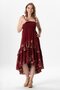 Strappy Voile Gülçimen Layered Asymmetrical Cut Summer Midi Dress Burgundy Brd