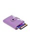 Leather Rfid Protective Aluminum Automatic Mechanism Card Holder and Wallet - Lilac - 2