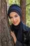 Navy Blue Winter Scarf Bonnet