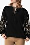 Long Sleeve Şile Fabric Idil V-Neck Embroidered Summer Blouse Black Syh - 3