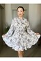 Tiril Tiril Soft Texture Floral Print Belted Waist Shirt Dress