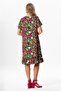 Short Sleeve Melda Viscose Patterned Midi Length Summer Dress Abstract Black Syt Syh - 2