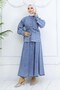 Lace-Up Denim Skirt Suit Blue 6090 - 4