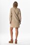 Long Sleeve Celestial Binding Detailed Short Muslin Summer Dress Mink Vzn - 2