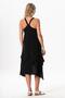 Strappy V-Neck Leyla Asymmetrical Cut Midi Length Muslin Summer Dress Black Syh - 2