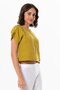 Short Sleeve Izel Summer Muslin Blouse Oil Green Ygysl - 4