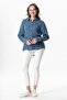Long Sleeve Sign Pocket Detailed Muslin Summer Shirt Indigo Indg - 5