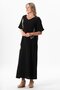 Half Sleeve V-Neck Leaf Printed Long Muslin Summer Dress Black-Black Syh/Syh - 4