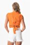 Orange Trnc Sleeveless Deren Waist Tie Summer Sure Simple Blouse - 2