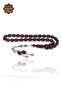 Burgundy Barley Cut Squeezing Amber Rosary with Brushed Silver Tassel 201023887