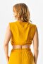 Sleeveless Deren Waist Tie Summer Muslin Blouse Mustard Hrd - 2
