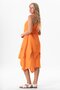 Strappy V-Neck Leyla Asymmetrical Cut Midi Length Muslin Summer Dress Orange Trnc - 4