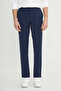 Slim Fit Slim Fit Elastic Waist Side Pocket Flexible Casual Navy Blue Trousers - 2