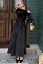 Black Maxi Length 100% Cotton Women's Dress Mg2365 - 5