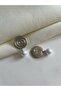 Pearl Detailed Dangle Metal Plate Women's Earrings - 3