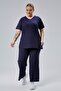 Large Size Side Slit Comfort Model Suit Tunic with Trousers 2-Piece Top and Bottom Set