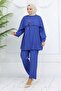 Collar Detailed Necklace Hijab Suit Cobalt Blue 4808 - 5