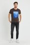 Men's Printed T-shirt Dark Brown - 2