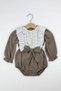 Baby Girl Lace and Ribbon Detailed Jumpsuit