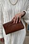 Women's Tan Croco Portfolio Handbag Croco - 4