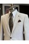 Italian Style Slim Fit Plaid Men's Jacket Beige T12546 - 4