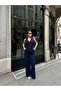 Women's Double Fabric Ribbon Gold Button Detailed Vest Suit - 2