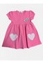 Girl's Pink Color Dress with Plaid Heart Embroidery Suitable for Eid and Daily Use