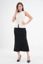 Women's Knitwear Fabric Buttoned Sleeveless Cream Vest and High Waist Midi Length Black Skirt Knitwear Set 5155 - 6