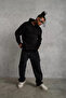 Black Hooded Sweatshirt - 3 Thread Hoodie - 4