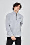 Men's Half-Zip Printed Sweatshirt - Gray - 3