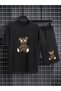Cute Bear Printed Men's 2 Piece Casual Outfit Set, Short Sleeve T-Shirt & Shorts Outfits, - 6