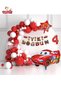 White Red Concept Birthday Party Set Ornament with Car Banner and Red Car Star Foil Balloon - 3