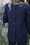 Navy Blue Back Button Detail Blazer - 2