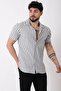 Apaç Collar Striped Ottoman Short Sleeve Shirt Jl_40364
