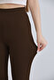 Women's Brown Crepe Flared High Waist Lycra Trousers Leggings - 7
