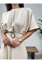 Belted Bat Sleeve Beige Midi Graduation Invitation Dress - 6