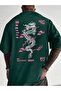 Men's Pink Dragon Printed Round Neck T-Shirt, Comfortable Short Sleeves for Summer.