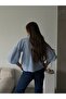 Women's Blue Short Balloon Muslin Fabric Premium Shirt - 5