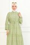 Floral Patterned Viscose Dress - Green - 6