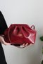 Women's Burgundy Patent Leather Faux Leather Long Strap Clutch Daily and Evening Dress Bag - 3