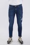 Men's Navy Blue Ankle Length Ripped Skinny Fit Jean Trousers - 2