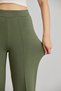 Women's Khaki Modal Wide-Leg Striped High-Waist Oversized Soft Textured Elastic Waist Lycra Hijab Pants - 6