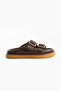 Arandis Women's Genuine Leather Double Buckle Orthopedic Brown Slippers - 7