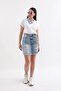 Women's Blue Color Blocked Ripped Jean Skirt Slim Fit - 4