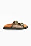 Klein Women's Straw Knitted Double Buckle Khaki Green House Slippers - 7